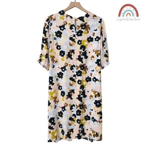 Loft Floral Smocked Short Sleeves Pastels Retro Modest Party Dress - Picture 2 of 10